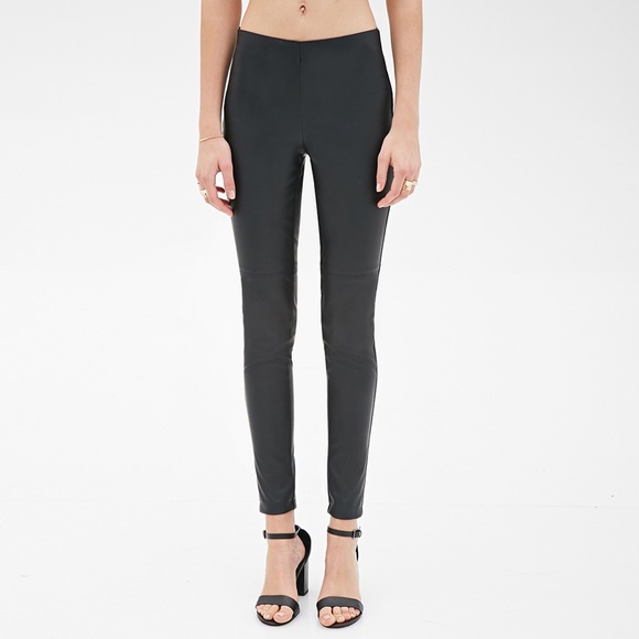 Forever 2 Black Faux Leather Leggings 